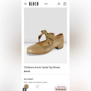 Little girls size 11W BLOCH Annie Tyette tan tap shoe